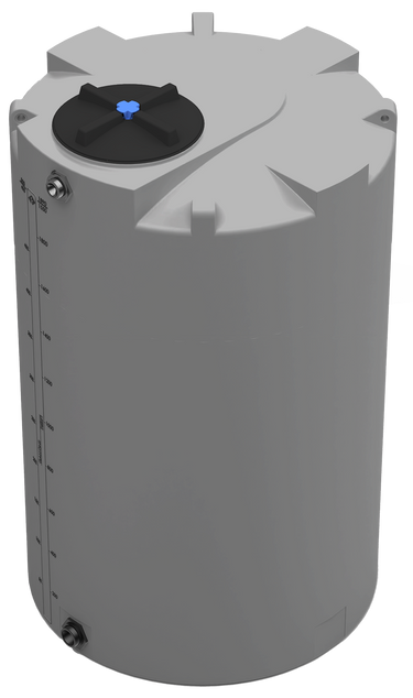 500 GAL PROCHEM® POTABLE WATER TANK W/BULKHEAD FITTINGS - LPE 1.0 FDA - DK GRAY - DIA 47